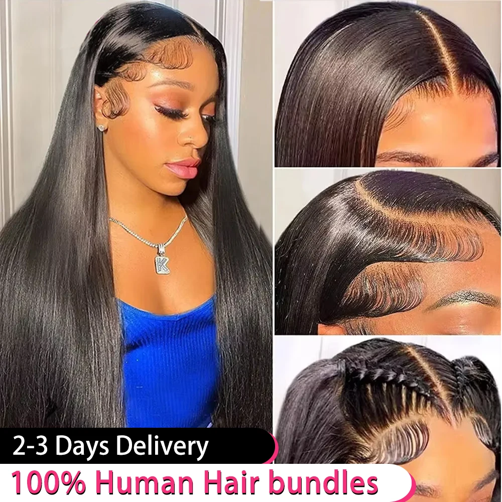 

13x6 Straight HD Transparent Lace Frontal Wig 13x4 Pre Plucked Remy Lace Front Wig 46 Inch 200 Density Brazilian Human Hair Wigs