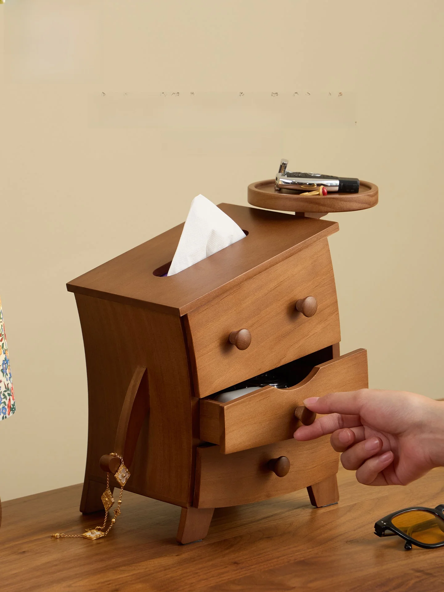 

Pure Wood Tissue Box Creative Home Decoration Moving Gift Entrance Key Storage Box Carton Character Style Storage Organ...