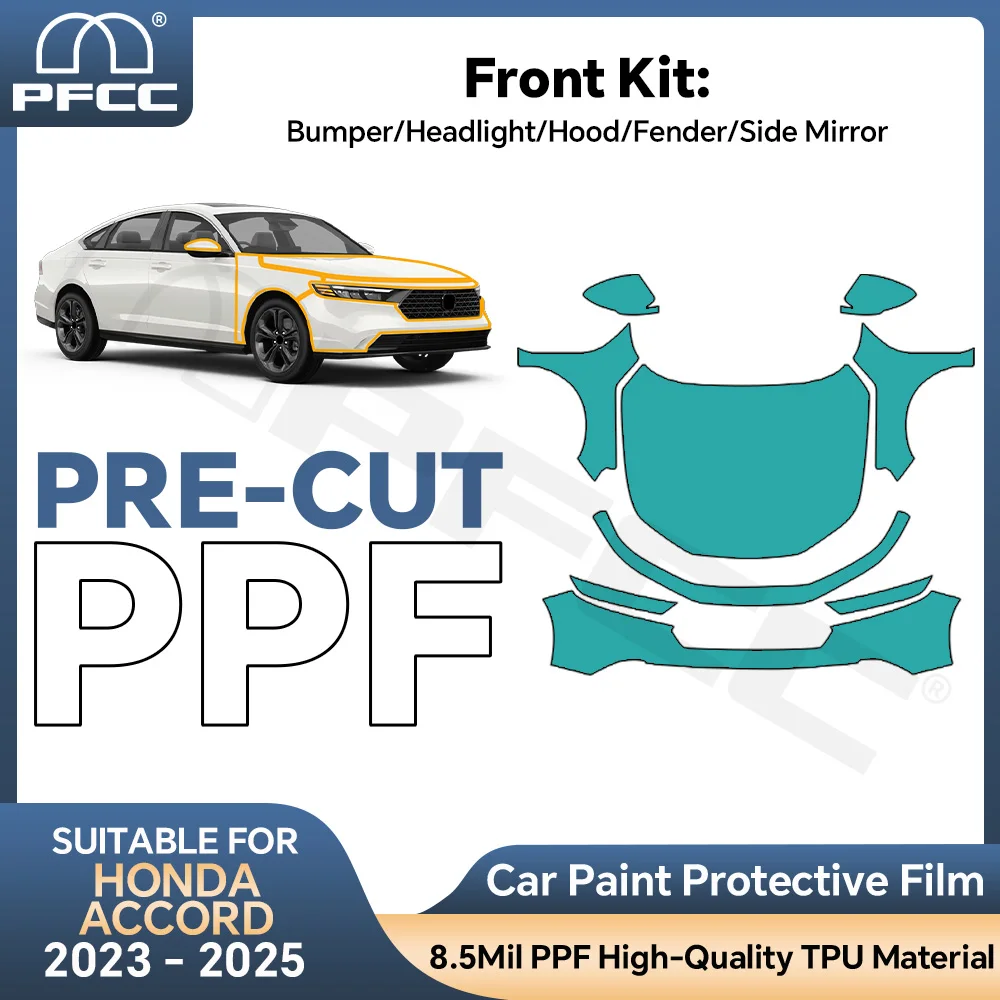 For Honda Accord 2023-2025 Clear TPU Precut Paint Protection Film 8.5mil Self-Healing Scratch-Resistant Anti-Yellowing Invisible