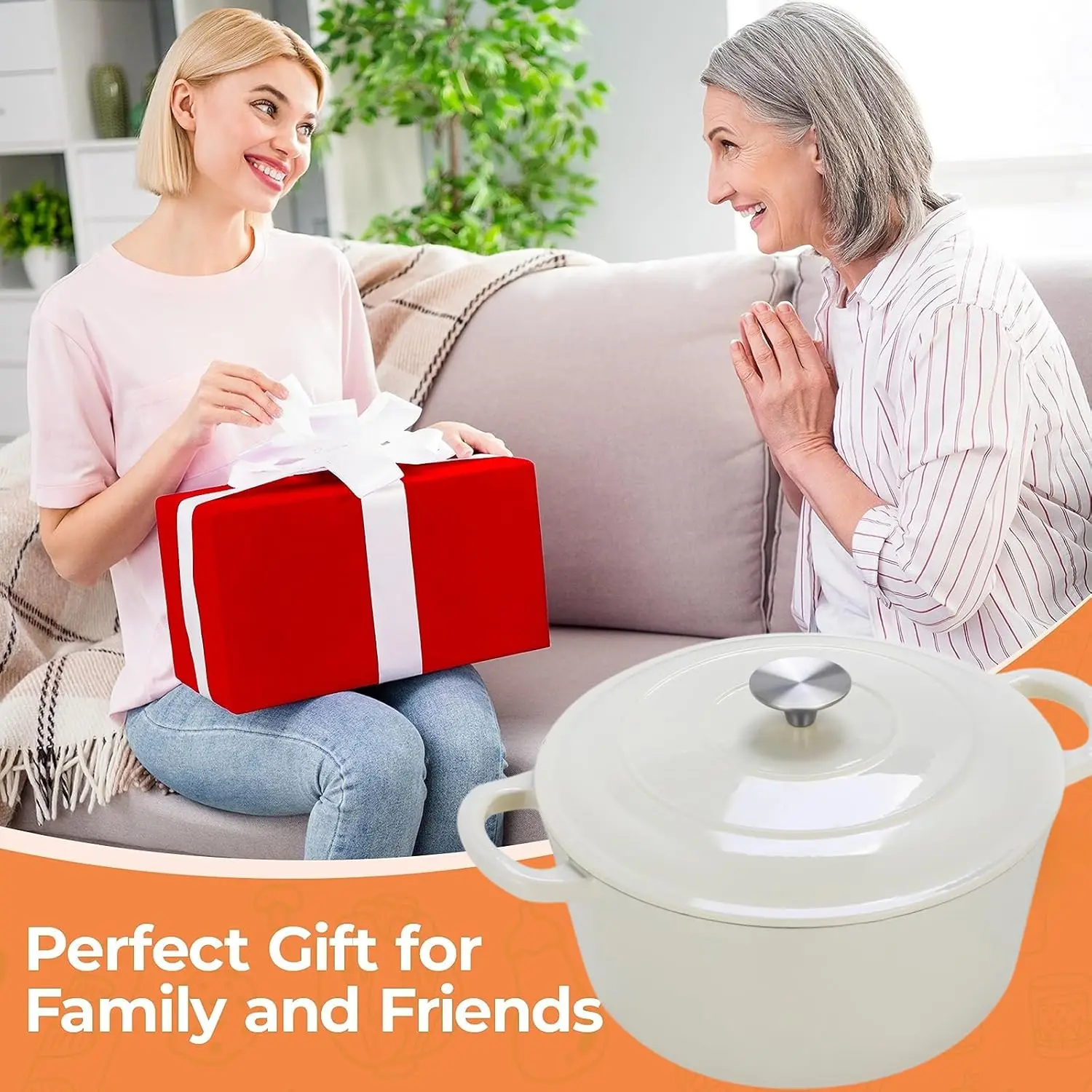 6 Quart Enameled Cast Iron Dutch Oven with Lid-superior Heat Retention, Non-Stick&Moisture Locking-Perfect for Baking, Roasting,