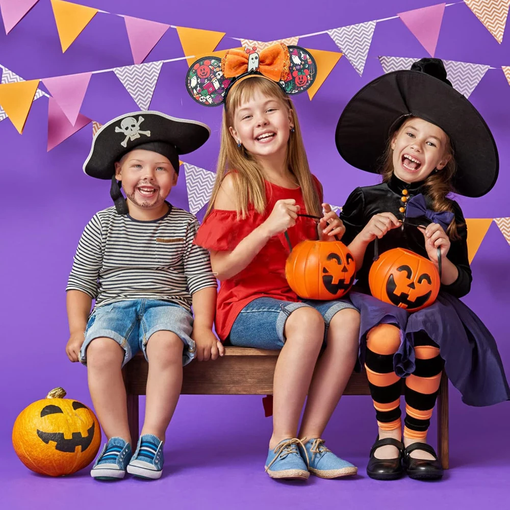 New Disney Bat Pumpkin Mickey Mouse Ear Headband COSTUME Hallowmas Headband Cosplay Plush Gift Girls Party Hairb