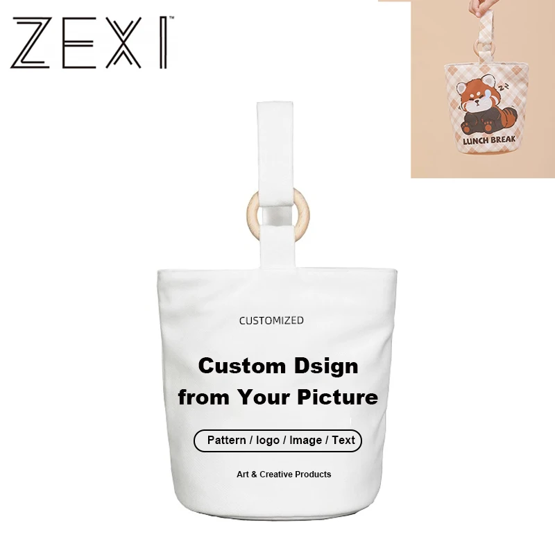 

1 Piece Custom Your Photo/Text Bucket Bag with Print Handbags Woman Small Tote Bag Design Purse Shopping, Everyday use, Commuter