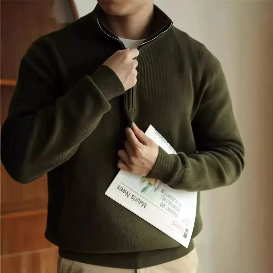 Winter Men Turtlenecks Sweaters Knitwear Pullovers Solid Color Long Sleeved Sweater Male Casual Daily Warm Coats