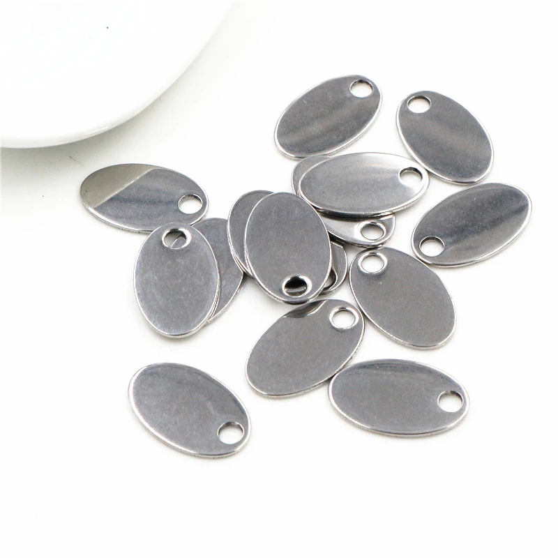 30pc/lot 19x12mm Charms 316 Stainless Steel Oval with Hole for necklace pendant charms diy jewelry making-Q5-32