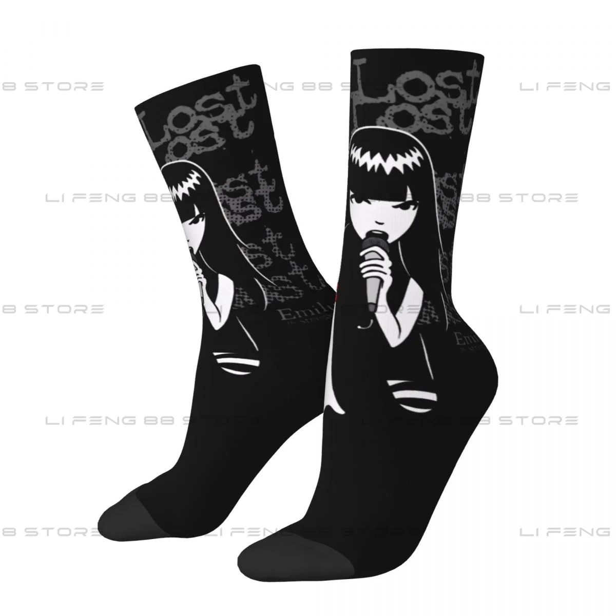 Emily The Strange Get Lost Unisex Winter Socks Windproof Happy Socks Street Style Crazy Sock