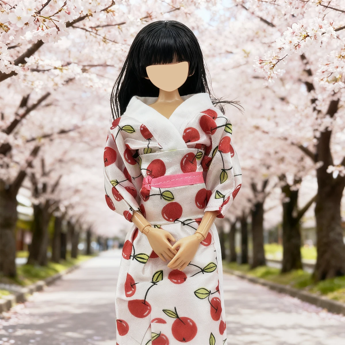 Ropa y accesorios para muñecas de 11,5 pulgadas/30cm, Kimono elegante con estampado de cereza, juego de muñecas de vestir a la moda, juego de simulación DIY