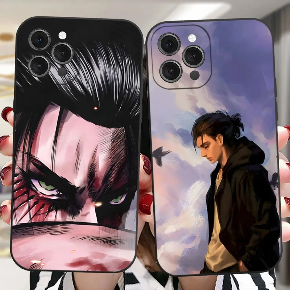 Anime Attack On Titan Eren Yeager Phone Case For iPhone 16,15,14,13,12,11 Plus,Pro,Max,XR,XS,X,7,8 Plus,SE,Mini Silicone Soft