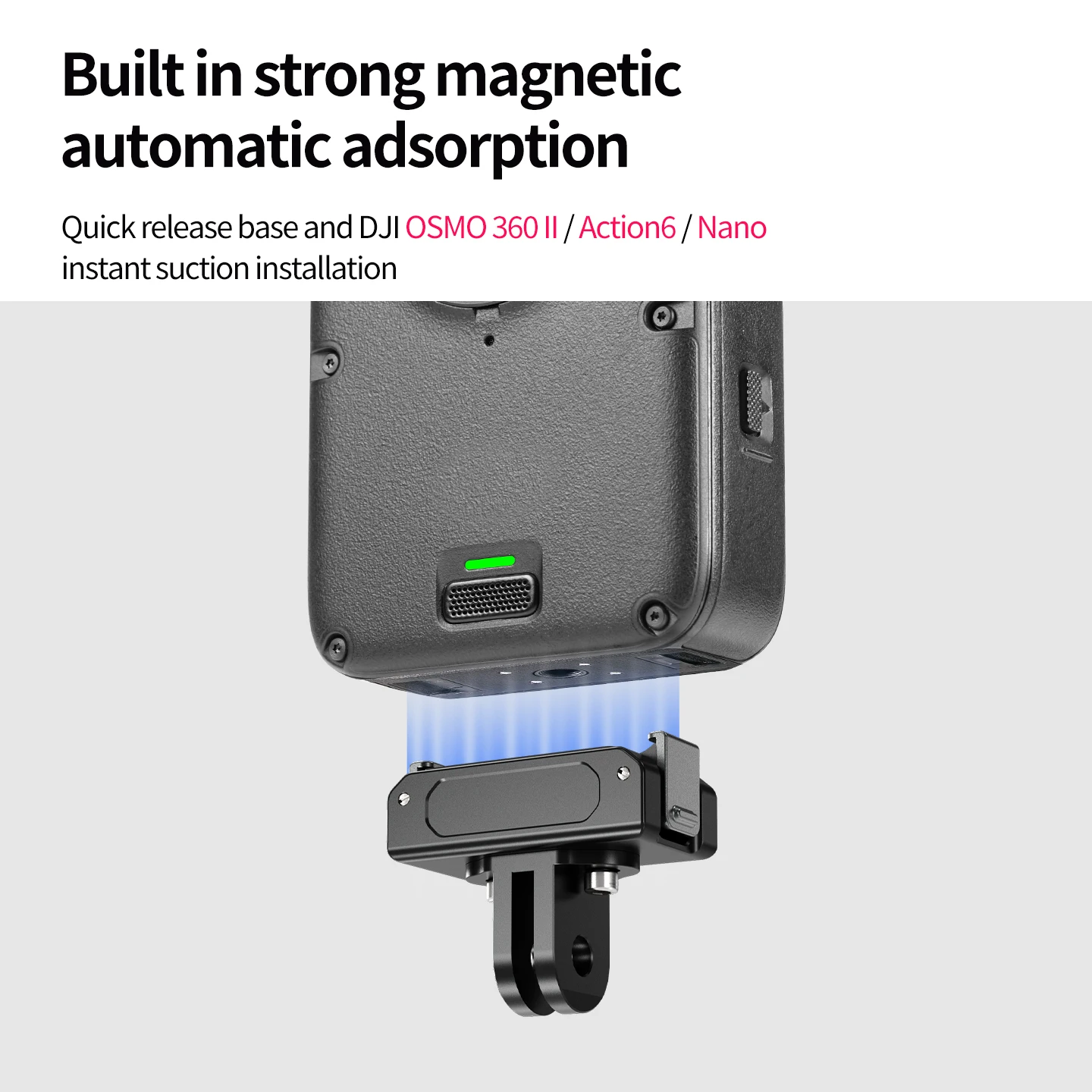 Doppelklaue Magnetischer Schnellwechsel-Adapter für DJI Osmo Nano Action 6 Kamerahalterung Aluminiumlegierung Outdoor-Reise-Vlog-Halterung – Detail 5