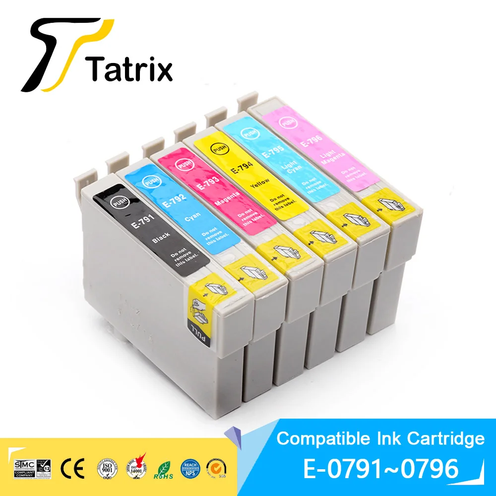 Tatrix For T0791 - 6 Ink Cartridge Compatible For Epson Stylus Photo 1400/1500W、P50、 Artisan 1430 PX650/660/660+/700W/710W/720WD