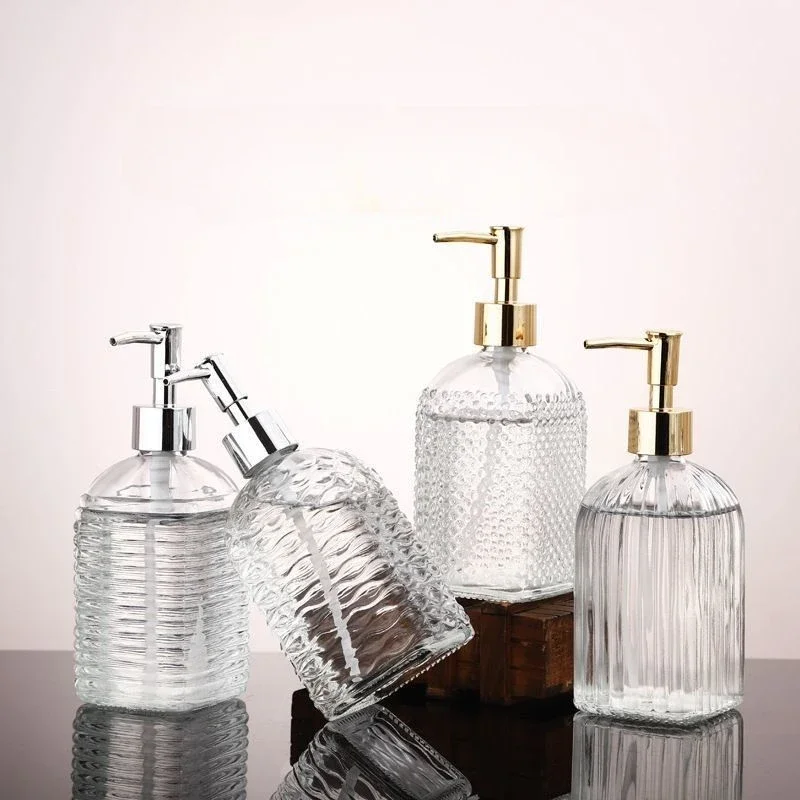 Glass Empty Bottle Light Luxury Pressing Bottle Separate Transparent Lotion Bottle Bathroom Shampoo Body Wash Hand Sanitizer