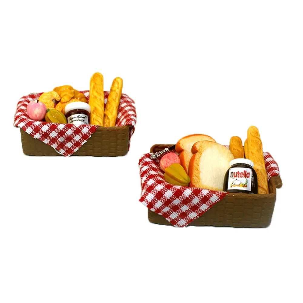 

1Pcs 1/12 Dollhouse Miniature Accessories Mini Resin Bread Basket Simulation Food Model Toys for Doll House Decoration ob11