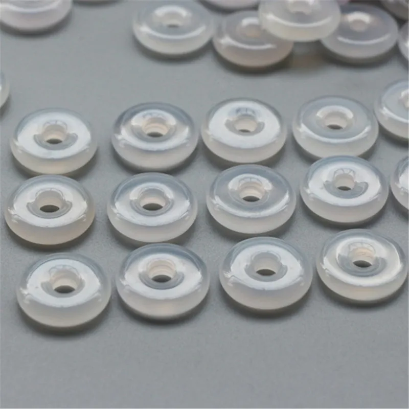 Natural High Ice White Chalcedony Abacus Beads2cmSafety Buckle Pendant Accessories Small White Agate Safety Buckle