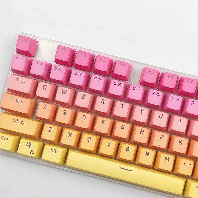 

104-Key Gradient Translucent Keycaps Blue Pink Mechanical Keyboard Keycaps Pbt Material Oem Height Keycaps Personalized Keycaps