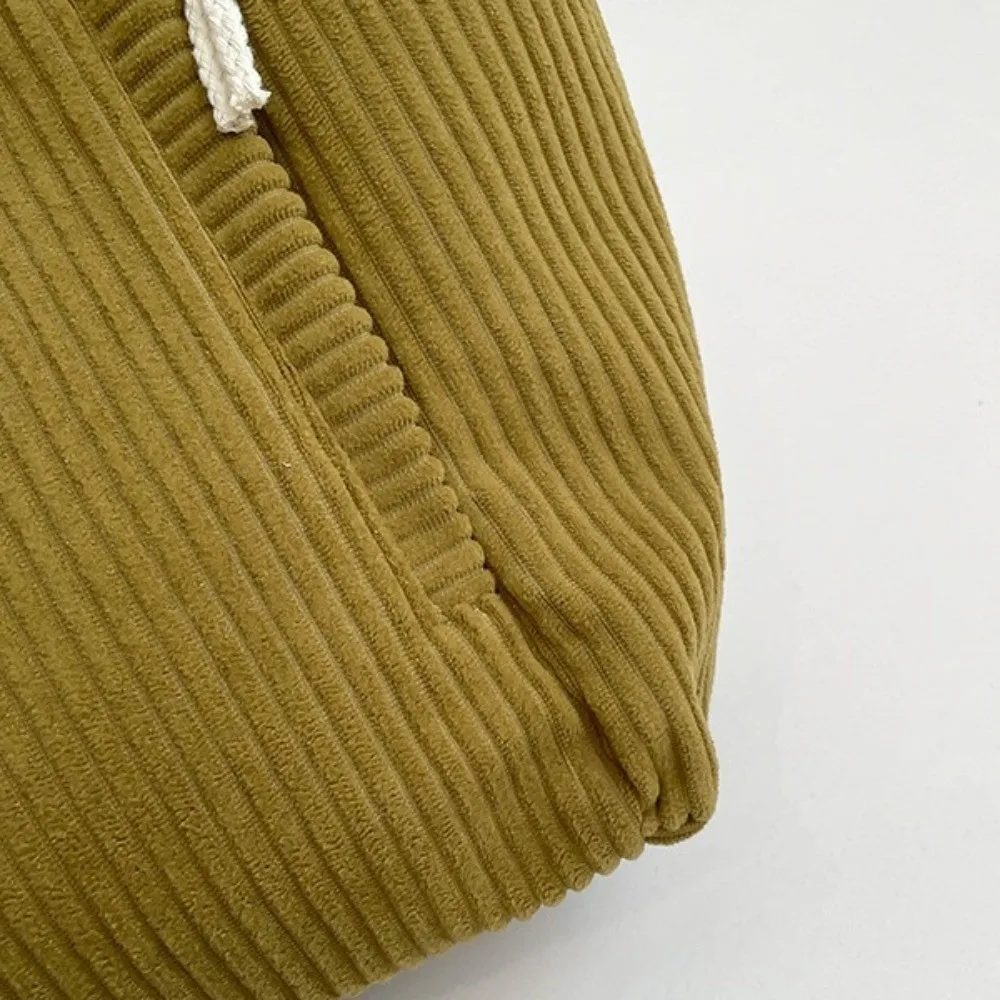 

Large Capacity Casual Corduroy Handbag Solid Color with Zipper Closure Leisure Shoulder Bag Fashion Shoulder Strap