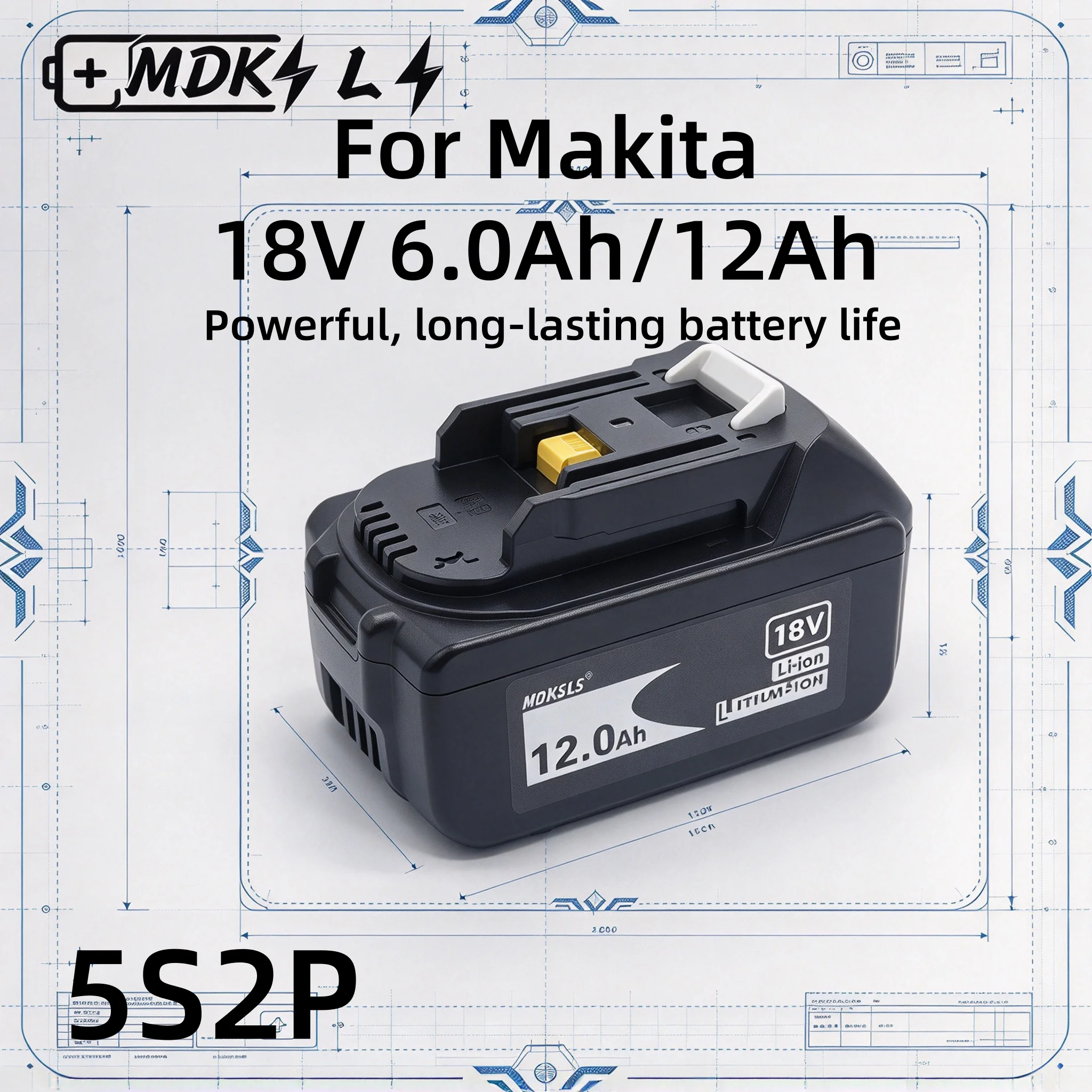 for Makita 6/12Ah  18V   Rechargeable Power Tools Battery with LED Li-ion Replacement LXT BL1860B BL1860 BL1850