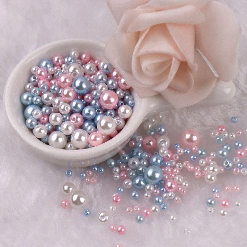 150PCS ABS Imitation Pearl Acrylic Beads Loose Round To Needlework Handmade For Necklace Bracelets DIY Jewelry Components Making