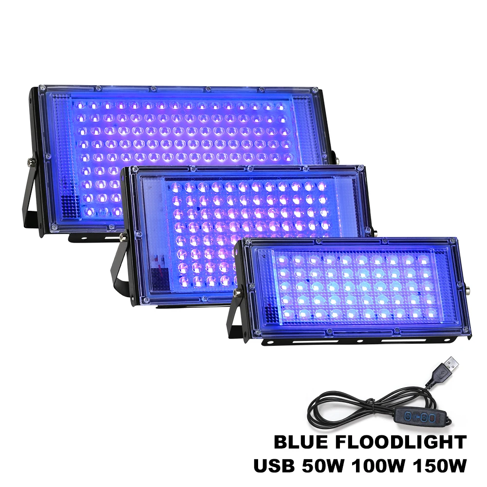 Outdoor LED Light Blue Lamps Floodlight LED NO Plug EU 220V USB 5V 50/100/150W Waterproof Spotlight Flood Lights Modern Lighting