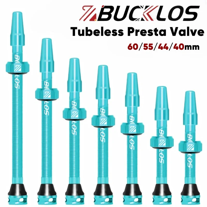 BUCKLOS 자전거 튜브리스 프레스타 밸브, CNC 알루미늄 합금, 로드 바이크 F/V 밸브, 자전거 프레스타 튜브리스 밸브, 40mm, 44mm, 55mm, 60mm, 2 개