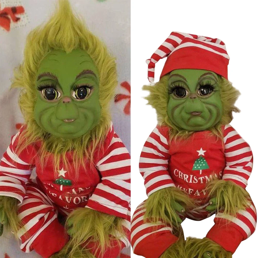 Christmas Grinch Baby Toys Soft Stuffed Plush Toys Christmas Decorations Plush Toy Green Hair Monster Plush Toy Xmas Kids Gifts