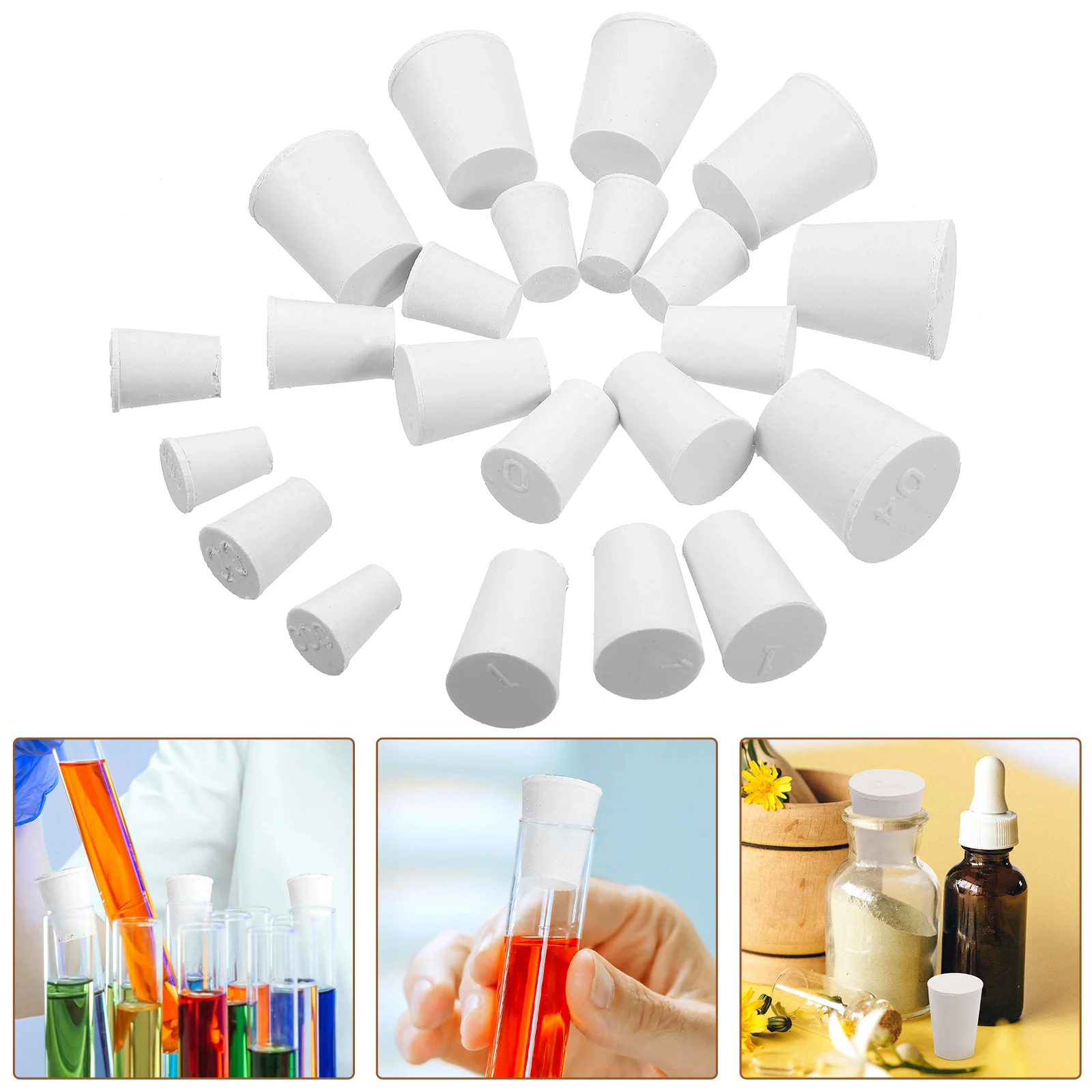 

50pcs High Temperature Resistant Rubber Stoppers Lab Equipment Replacement Hole Plugs Sealing Stopper For Glass Container