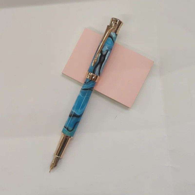Yongshen Old Style Blue Resin Fountain Pen Stationery F 0.5 Elegant Light Texture Smooth Writing Valentine’s Day Birthday Gift