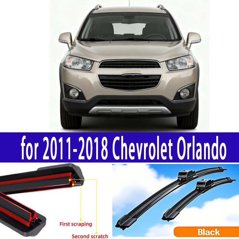 

2PCS Car Wiper Blades for 2011-2018 Chevrolet Orlando Front Windscreen Windshield Double Rubber Car Accessories 2016 2017 2018