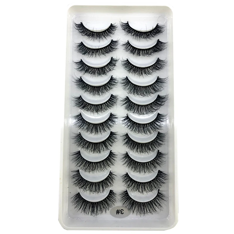 AMSDCN Künstliche Kurze Nerz-Wimpern, Natürlich Dramatische Falsche Wimpern, 10 Paar 3D-Wimpern für Make-up – Detail 22