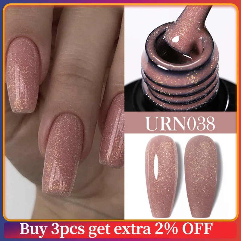 UR SUGAR Pink Nude Gold Glitter Nail Gel Polish Semi Permanent Varnish Nail Gel UV LED Manicure Nail Art Design