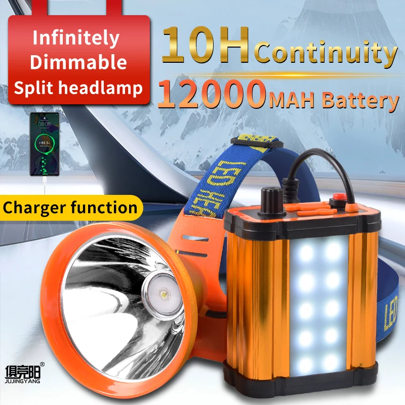 Separates Headlamp, Ultra-Long Battery Life, Strong Light, Stepless Dimming, Rechargeable Led Night Fishing and Fish Miner's Lamp