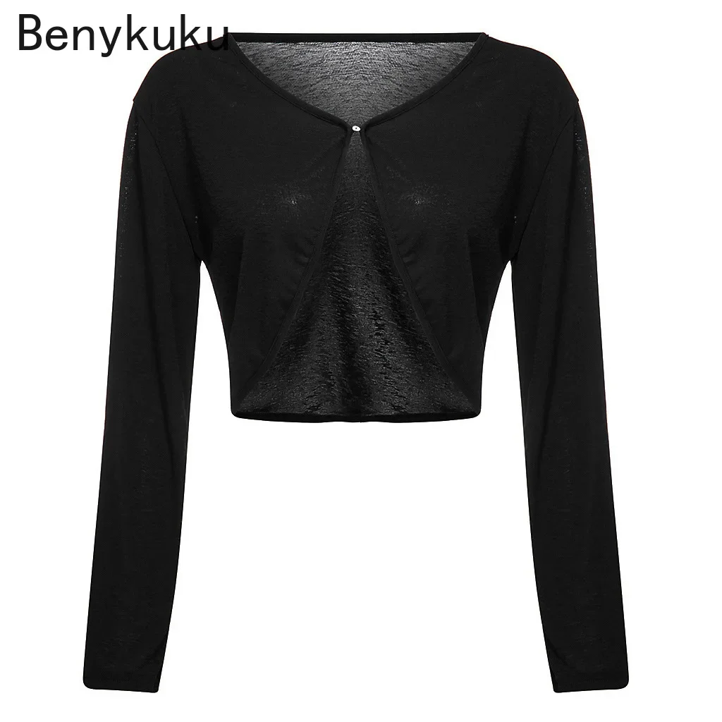 Women Long Sleeve Bolero Shrug Cropped Top Knitwear Cardigan Female Outerwear Coat Fashion Casual Home Slim Fit Sweater Clothes