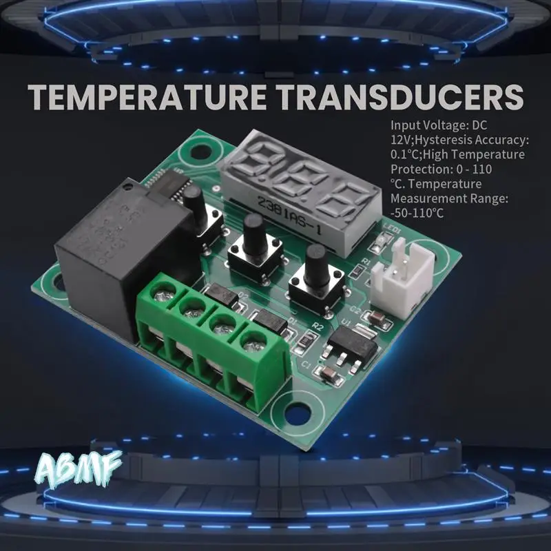 ABMF-4PCS W1209 Modulo regolatore di temperatura digitale DC Interruttore elettronico del modulo di controllo della temperatura della temperatura con custodia in acrilico