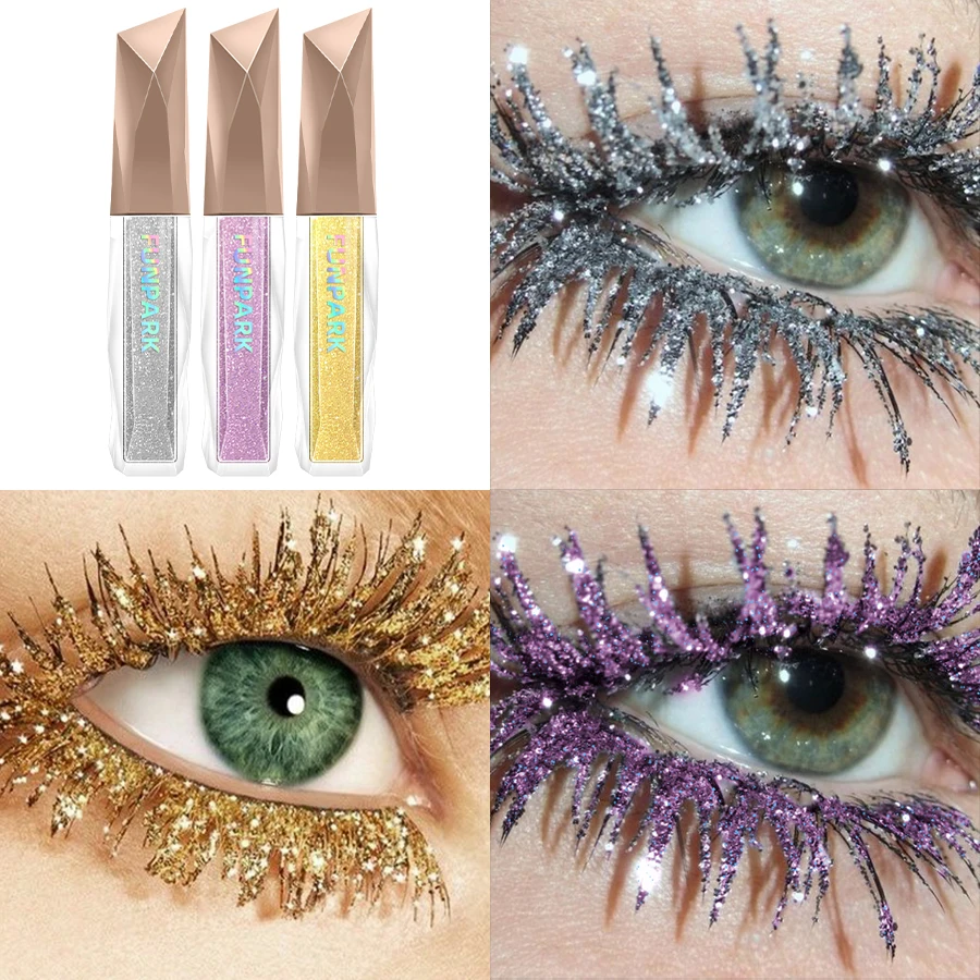 1pc Waterproof Diamond Shine Volume Curl Mascara-Glitter Snow Effect for Eye Lash Makeup Women's Cosmetic Smudge-proof Mascara