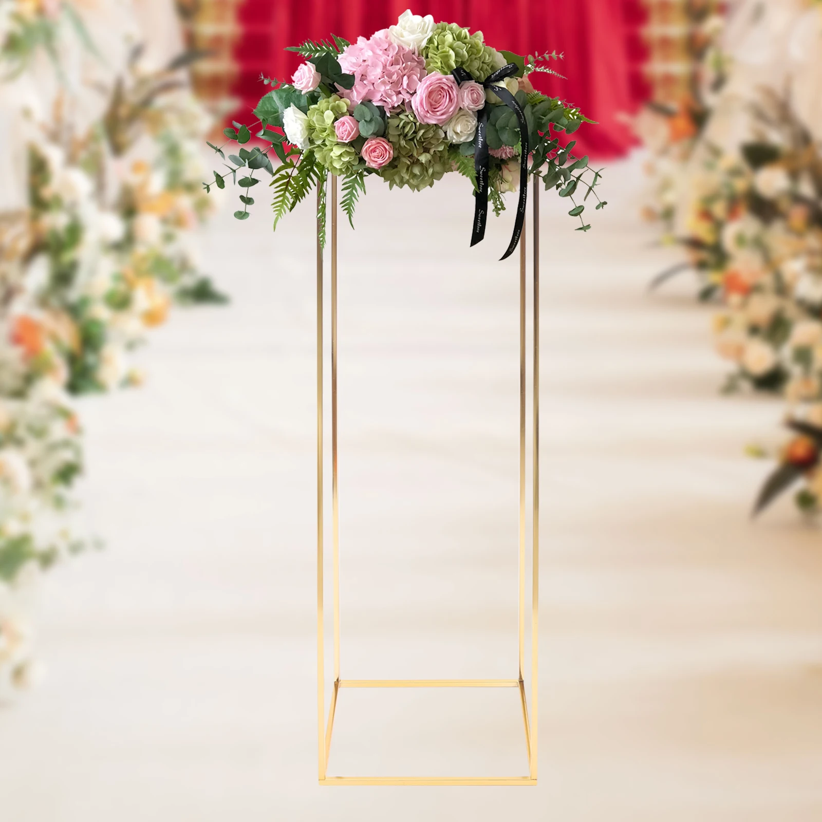 Gold Flower Display Pedestal Flower Floor Stand Iron Acrylic Flower Arrangement For Wedding Party Dinner Centerpiece Decor