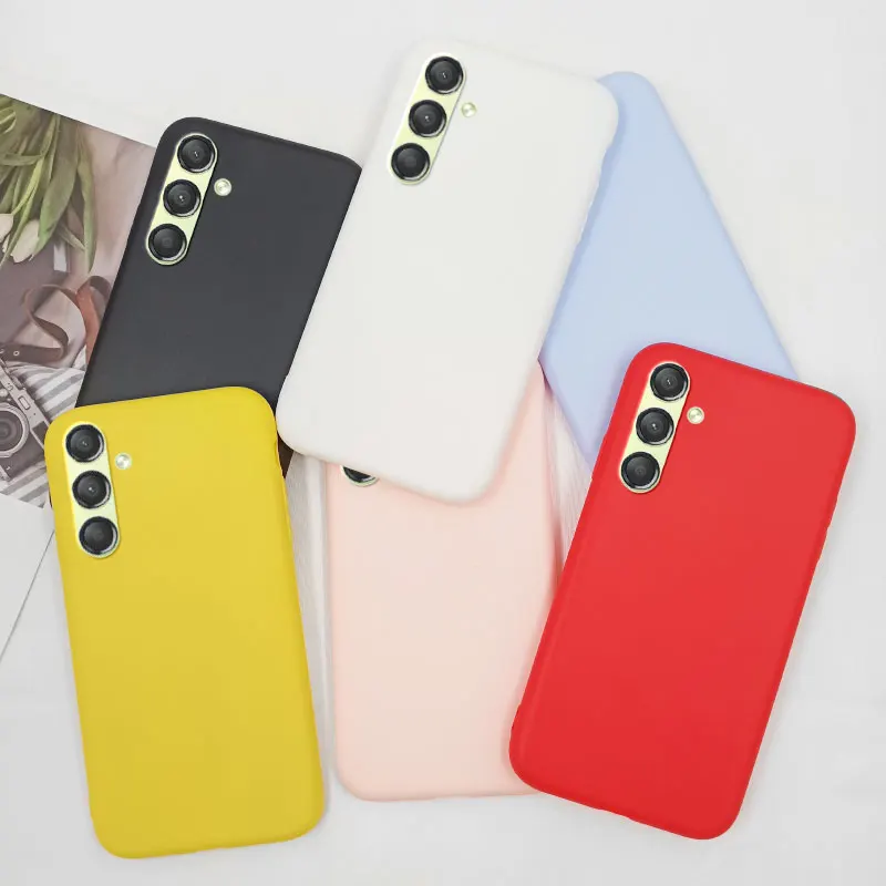 A24 Matte Case For Samsung Galaxy A24 A34 A54 A53 A22 Case 5G 4G A13 A14 A04S Back Cover Silicone Soft Yellow Pink Purple Black