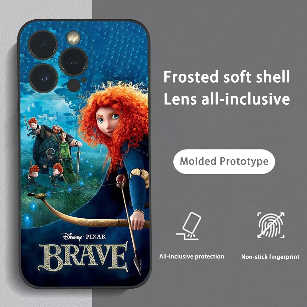 Brave  Cartoon Phone Case For iPhone 15 14 13 12 11 Pro Xs Max Mini XR X 78 Plus Black Frosted Soft Shell Funda Anti Drop