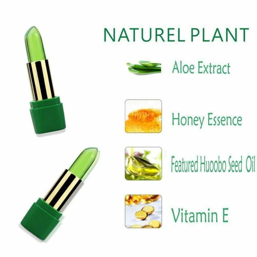 Bálsamo labial hidratante de ALOE VERA 99%, bálsamo labial que cambia de Color, temperatura Natural, descalcificación antisecado, barra de labios de gelatina de grano fino