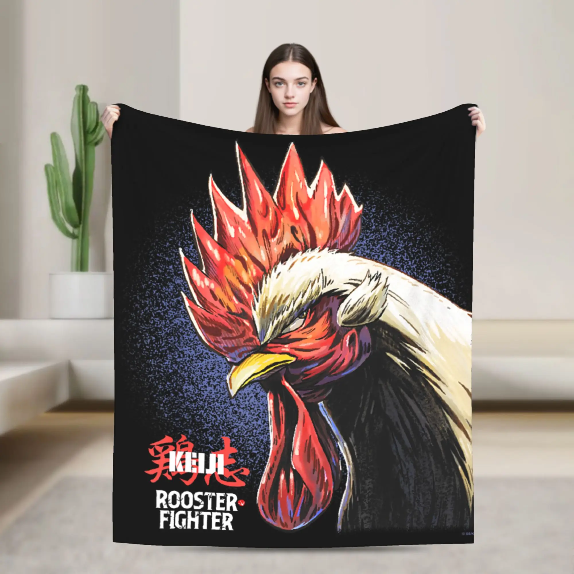 Warm Soft Blankets Boy Girl Travel Rooster Fighter Keiji Jumbo Anime Bedding Throws Flannel Bedspread For Couch Chair Bed Cover