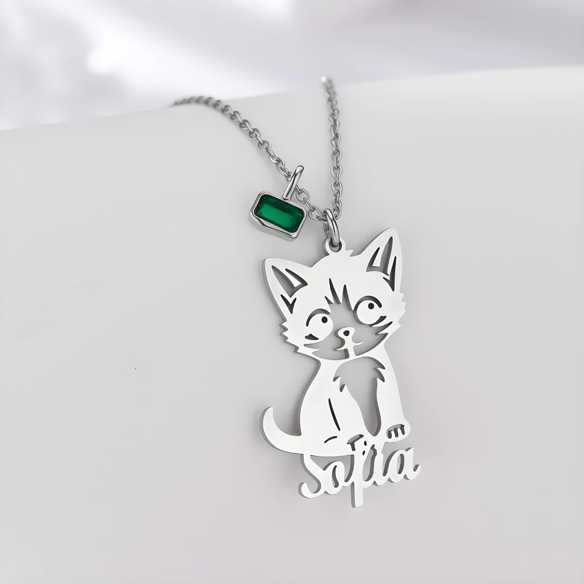 

Chandler Custom Name Lovely Cat Kitten Pendant Necklace for Women Stainless Steel Jewelry Necklaces Birthday Valentine Gift
