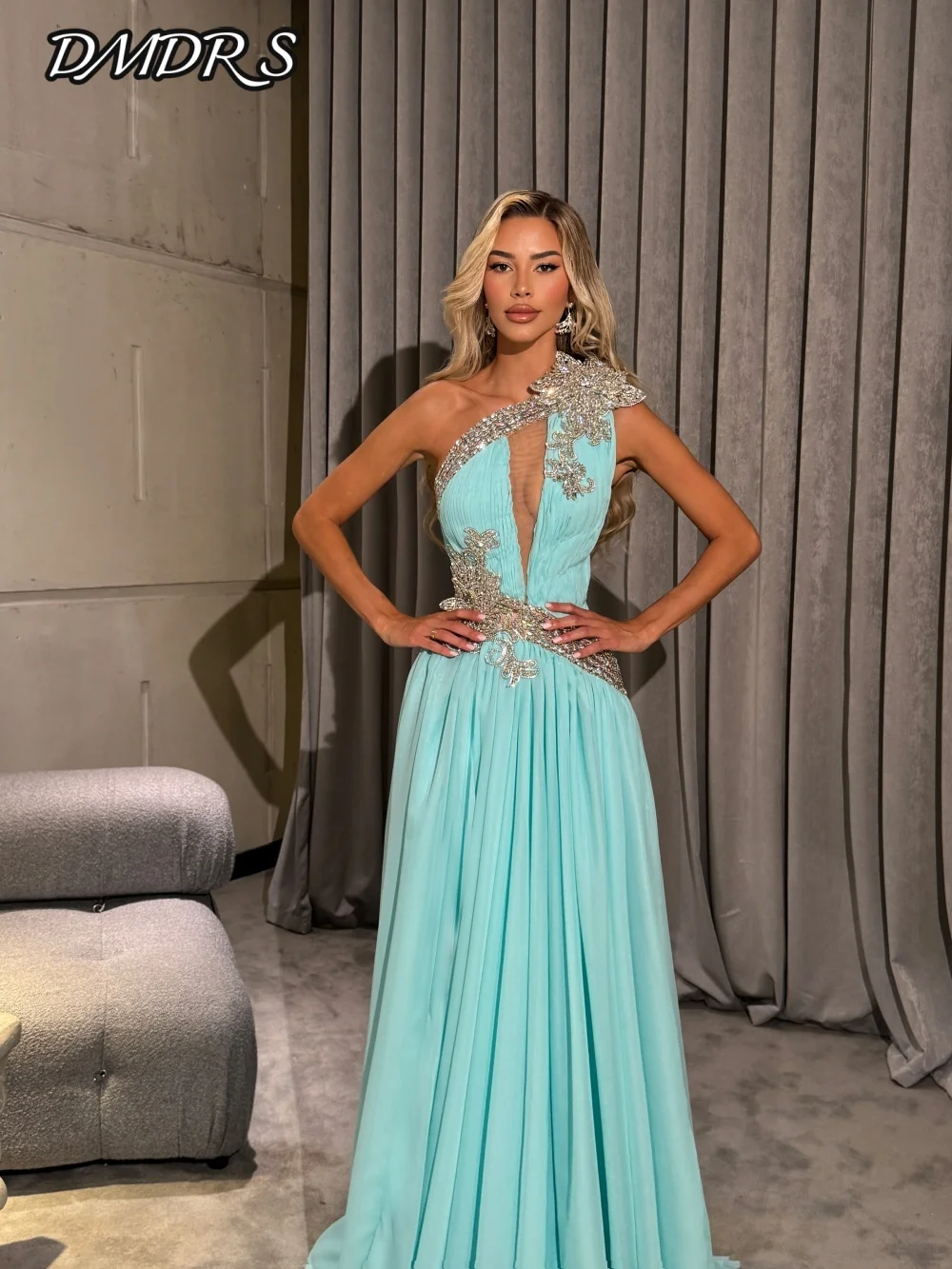 

Charming One-Shoulder Evening Dress 2026 Elegant A-Line Beaded Party Gown Formal Appliquéd Floor-Length Party Dresses فساتي