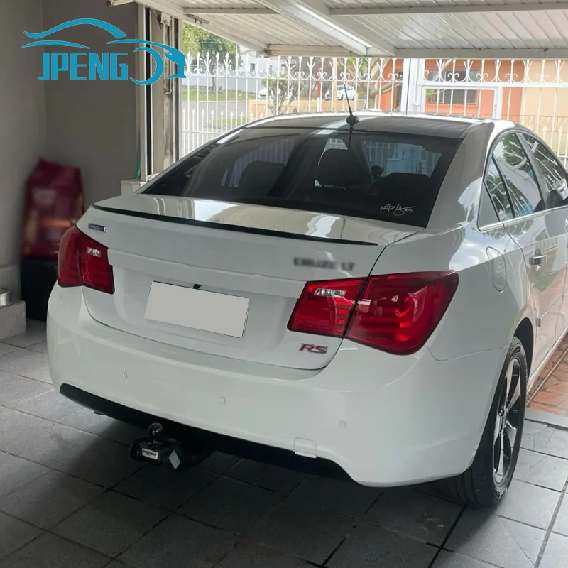 For Chevrolet Chevy Accessories Cruze Lt Rs 2010+ Car Rear Trunk Spoiler Wing Lip Glossy Black Rubber view 4