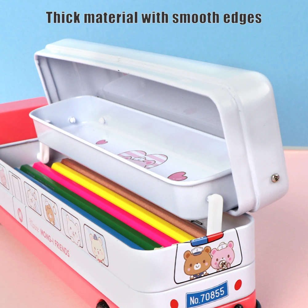 Kawaii Pencil Case For Girls Boys Cartoon Bus Pencilcase Pen Case Bag Large Capacity Pencil Box Pouch School Stationery Gift