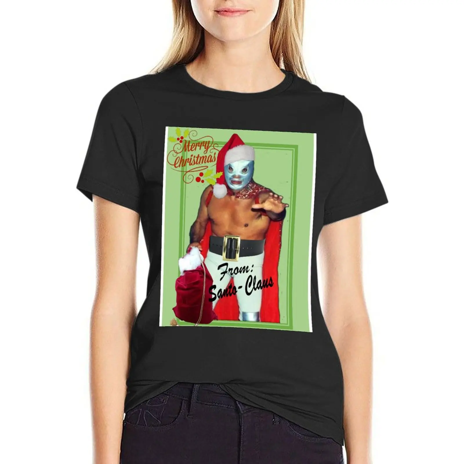 Santo Claus T-Shirt plus size tops korean fashion workout shirts for Women loose fit image 4