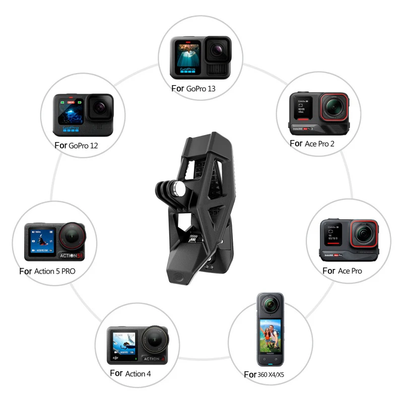 Uchwyt na kask/ściągacze do GoPro 13 12, mocowanie motocyklowe do DJI Osmo Action 5Pro Action 6 4 3 Nano Insta360 Sjcam, akcesoria — zdjęcie produktu 2