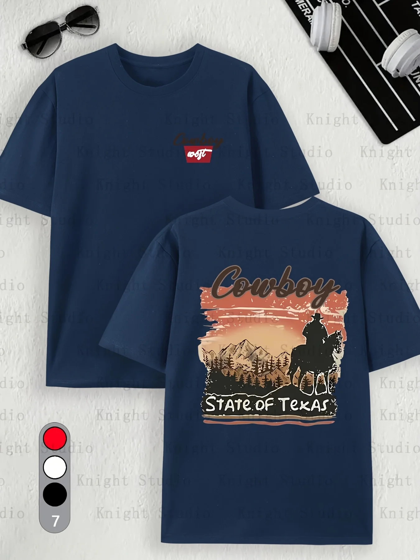 تي شيرت رجالي 100% قطن كاوبوي جرافيك على الوجهين من قماش الدنيم لركوب الخيل وطباعة روح صيفية غير رسمية بأكمام قصيرة