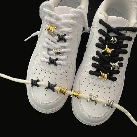 Luxurious for AF1 AJ1 Metal Buckles Wire Thorn Knot Shoe Decorative Flower Sneakers Iron Ring Shoelaces Shoe Charms Accessories