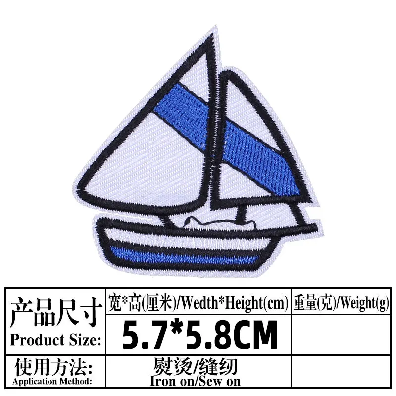 Skull Pirate Boat Embroidered Patches for Clothing Thermoadhesive Patch Badge Sewing Iron on Ship\'s Anchor Fusible Patch Sticker