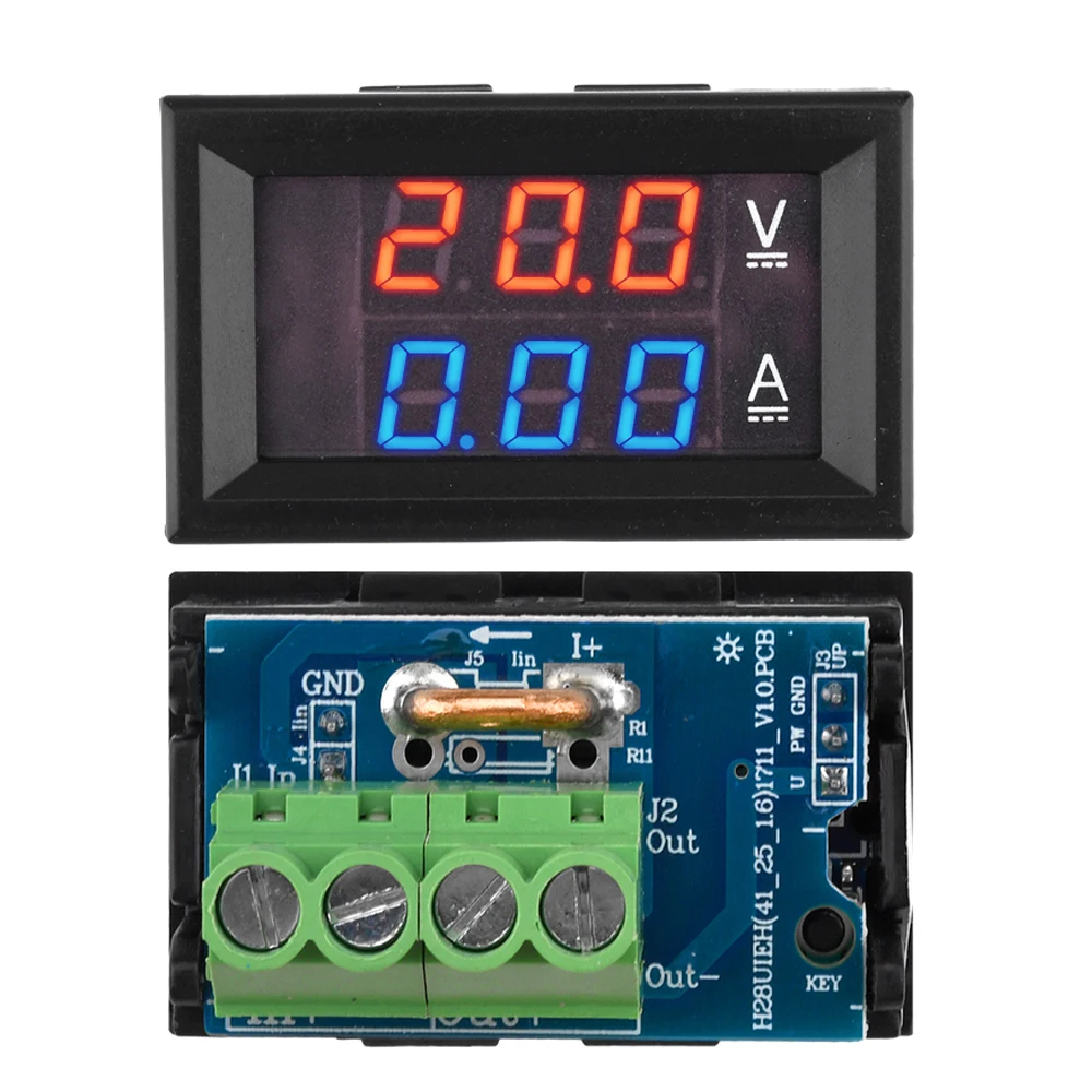 Voltímetro Digital e Amperímetro com Display Led Duplo Medidor de Tensão e Corrente Detector e Testador Bits Amp dc 7100v 20a 50a 028