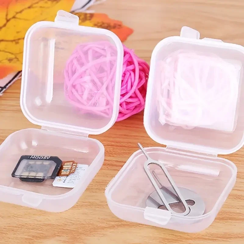 10/50pcs Mini Storage Box Transparent Square Plastic Case for Earring Ring Jewelry Packaging Portable Grocery Storage Organizer