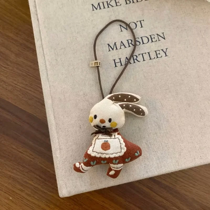 Fabric Rabbit Keychain Handmake Fabric Animal Doll Keyrings For Bag Pendant Cute Small Bear Keychain Wholesale Custom Packaging
