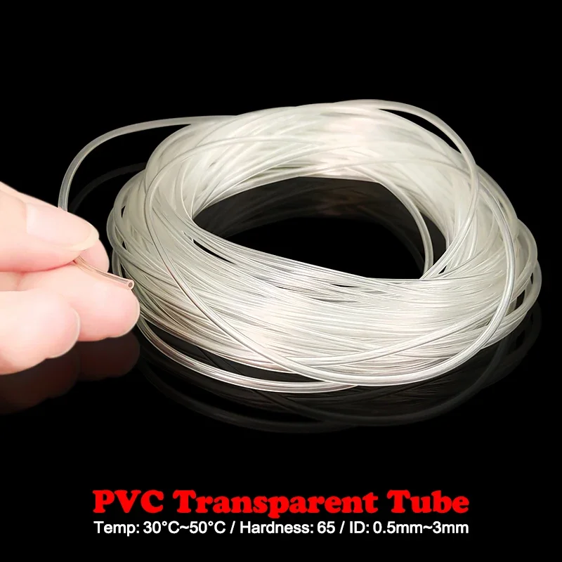 

Small PVC Capillary Hose Flexible Anti-Tear Anti-Bend Tubing ID 0.5mm-3.5mm 5/10/15/20M Industrial Instrument Fluid Pipe
